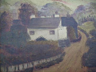 W.H. Capel - Two Old Primitive Oil Paintings, Sheep and Cottages 1908 & 12