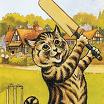 Louis Wain Cats - Cat Playing Cricket Print