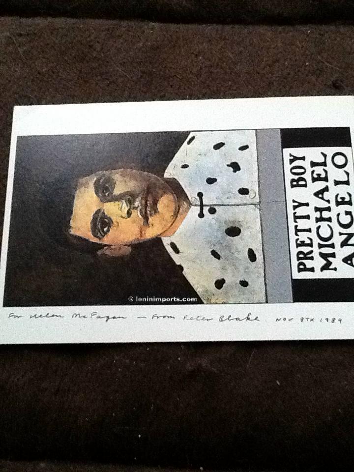 Peter Blake Pretty boy Michael Angelo Signed Postcard