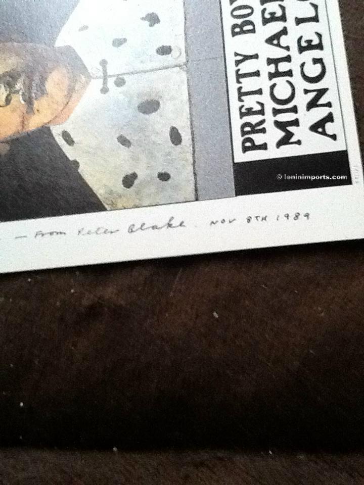 Peter Blake Pretty boy Michael Angelo Signed Postcard