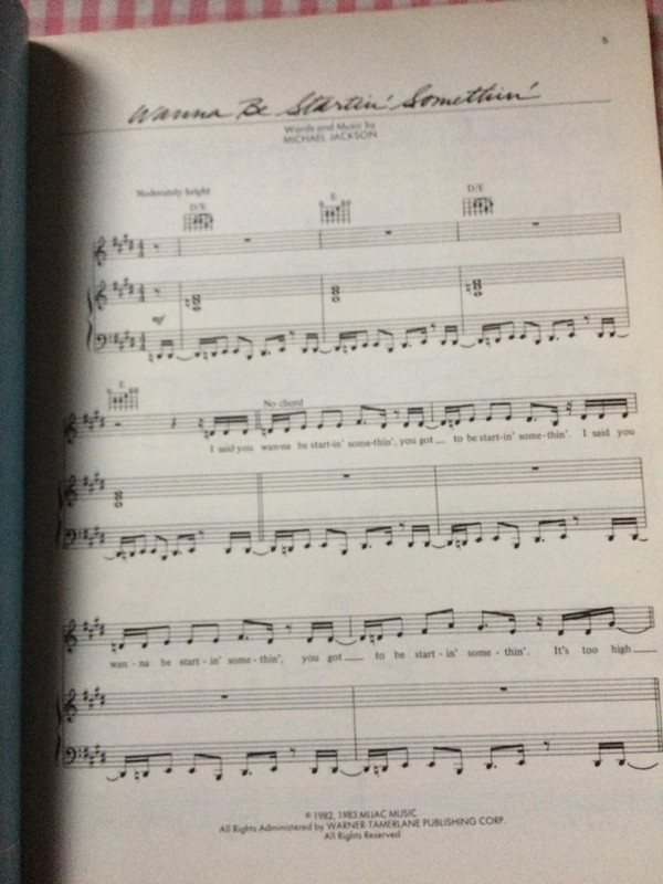 Michael Jackson Thriller Sheet Music Book